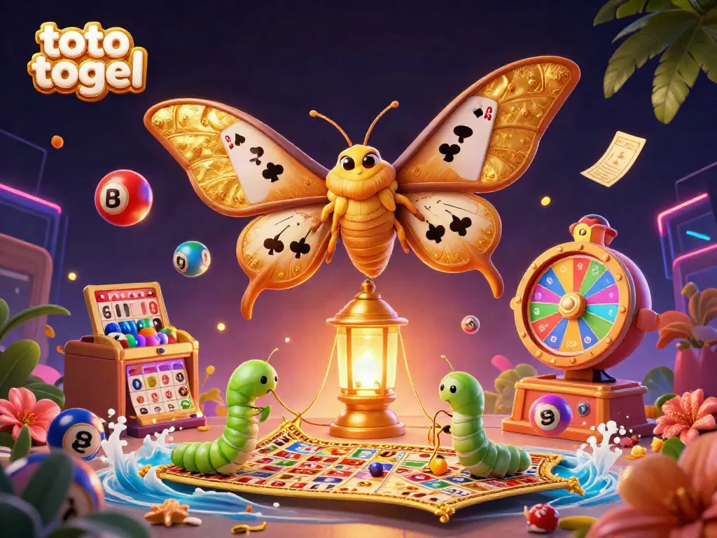 Engage players with stunning illustrations of toto togel featuring an atlas moth and dynamic casino elements.