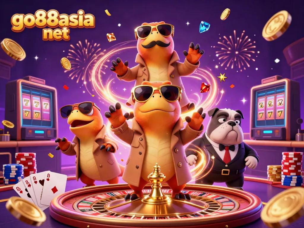 Enter the exciting world of go88asia net with raptors attempting to enter a VIP casino lounge.