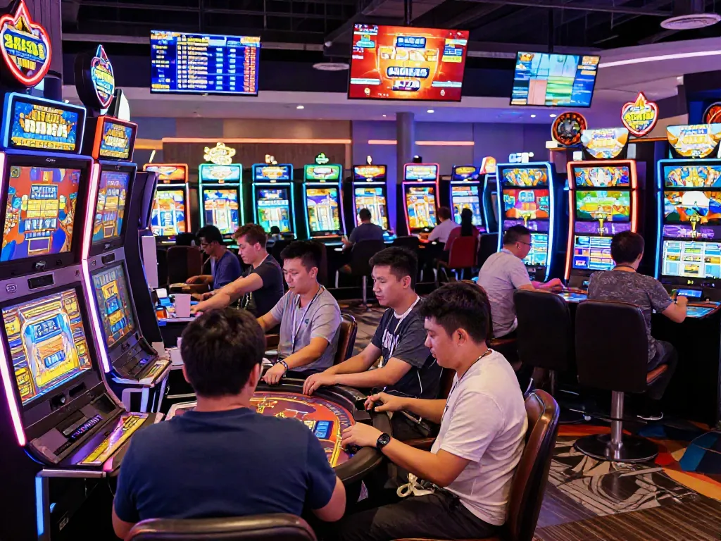 Engaging online gaming scene at GEM88 with players enjoying vibrant slots and table games.