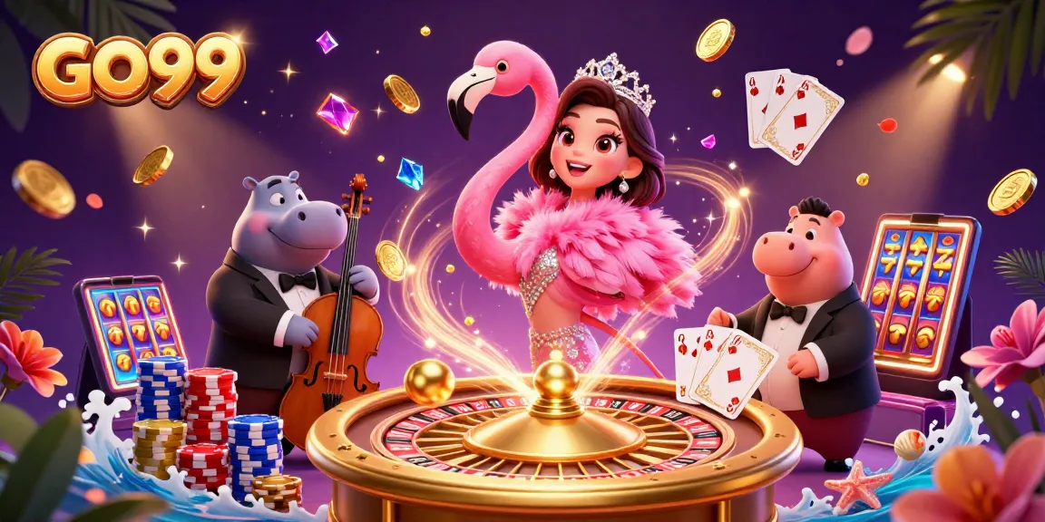 Experience thrilling gaming at GO99 with a vibrant casino scene showcasing prosperity and excitement.